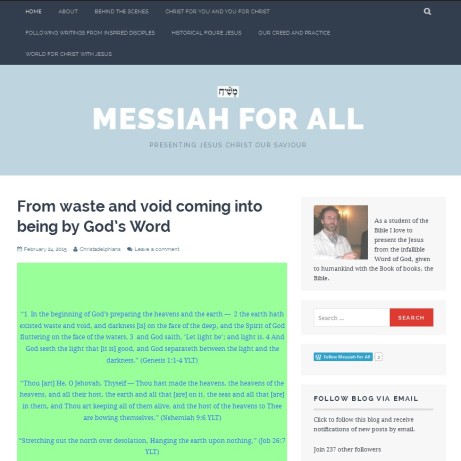 Messiah For all - Website created by Marcus Ampe in February 2015 to bring people to the real Jesus, the Kristos: Christ or Messiah